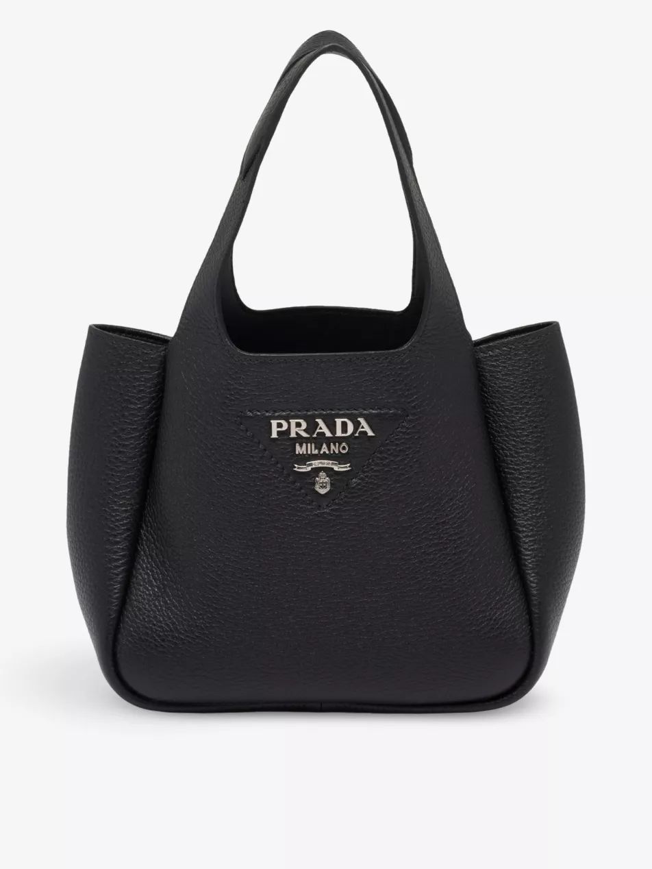 Brand-plaque mini grained-leather tote bag | Selfridges