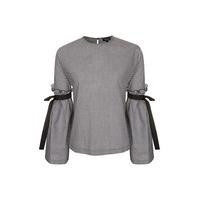 Womens Gingham Flute Sleeve Top - Monochrome, Monochrome | Topshop UK