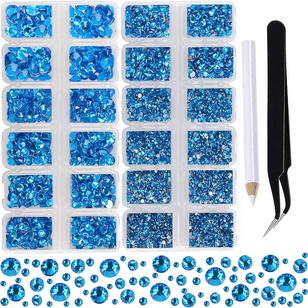 2-Box Massive Beads 8000pcs 6Sizes Nail Art Flatback Glasses Rhinestones Crystal for DIY Project ... | Amazon (US)
