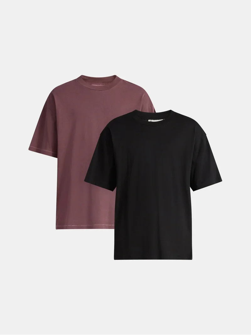 No Boundaries All Gender Cotton Oversized Tee, 2-Pack, Men's & Big Men's Sizes XS-5XL | Walmart (US)