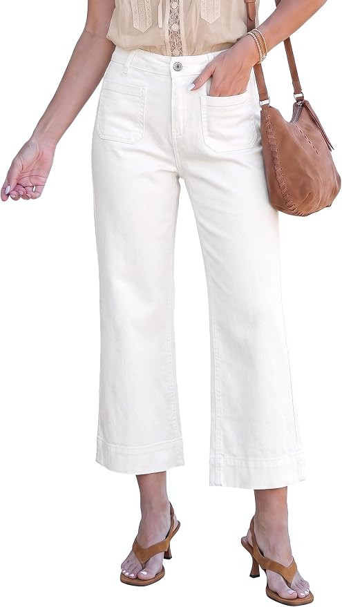luvamia Wide Leg Jeans for Women Trendy High Waisted Crop Flare Jeans Pants | Cropped Baggy Jeans... | Amazon (US)