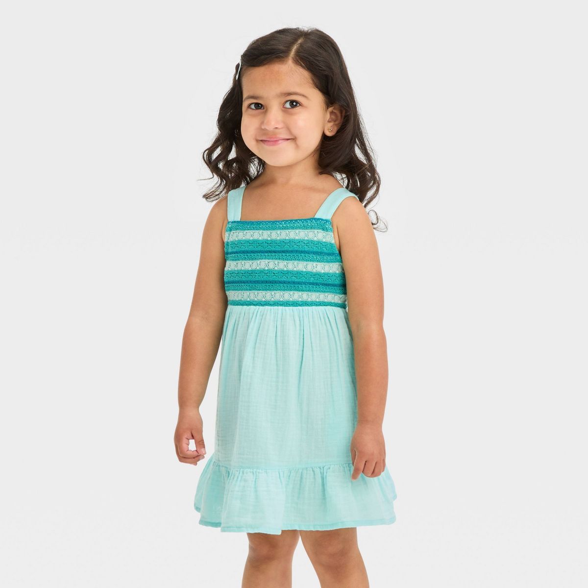 Toddler Girls' Ombre Crochet Gauze Dress - Cat & Jack™ Blue 5T | Target