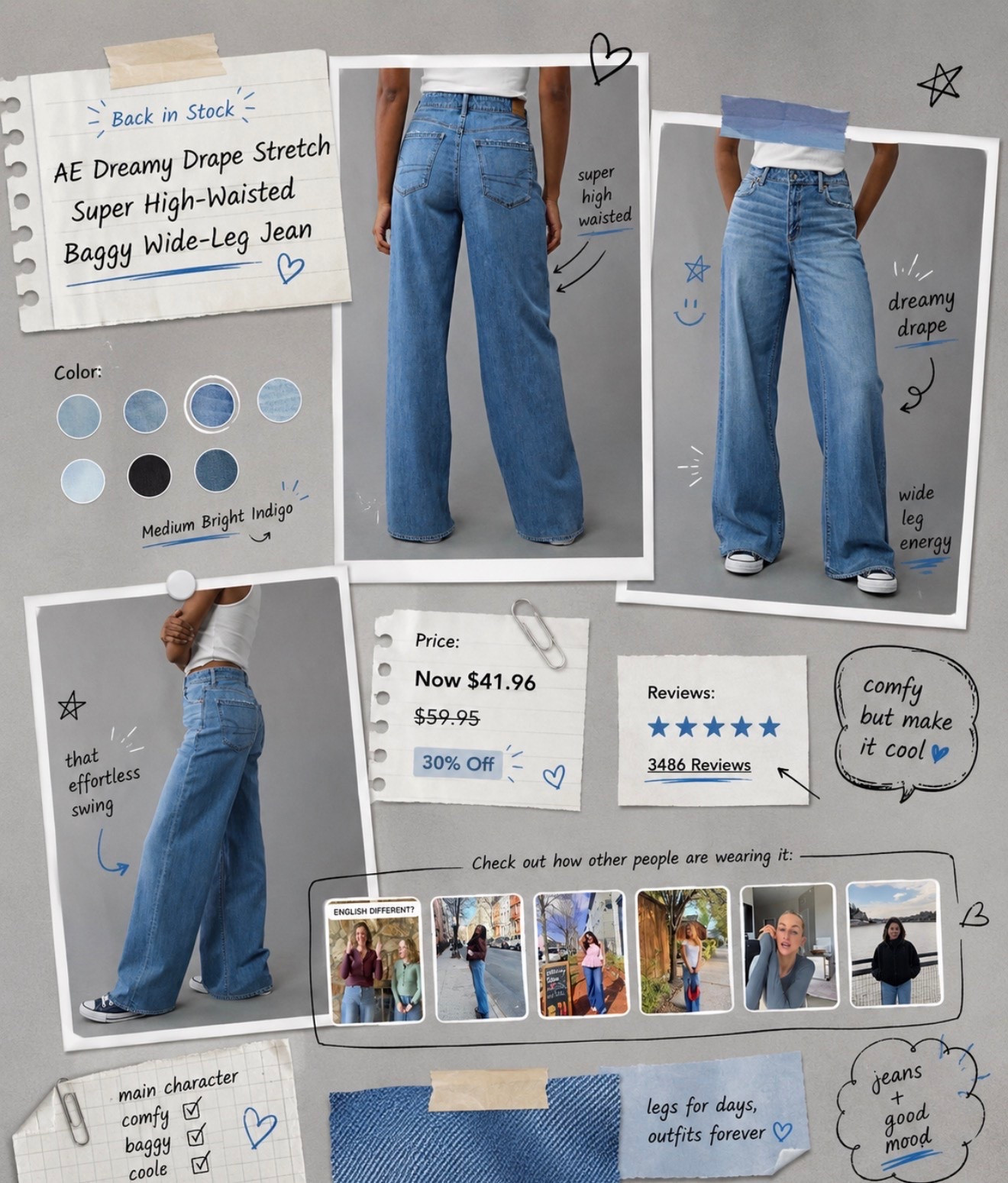 The jeans y’all keep asking about 👀✨
These AE Dreamy Drape baggy wide-leg jeans are officially BACK IN STOCK and I totally get the hype. They have that effortless oversized look without feeling stiff or heavy, and the drape on these is SO good.

The fit is giving:
✔️ legs for days
✔️ comfy but still flattering
✔️ cool girl denim without trying too hard

I also love that they come in LONG + EXTRA LONG 🙌🏼 which my tall girls know is basically a miracle these days. No awkward ankle length over here 👏🏼

These are the kind of jeans you throw on with sneakers, sandals, tanks, oversized sweatshirts… literally everything works. And the wash is the perfect everyday denim color.

They’re 30% off right now and already selling fast again 😭