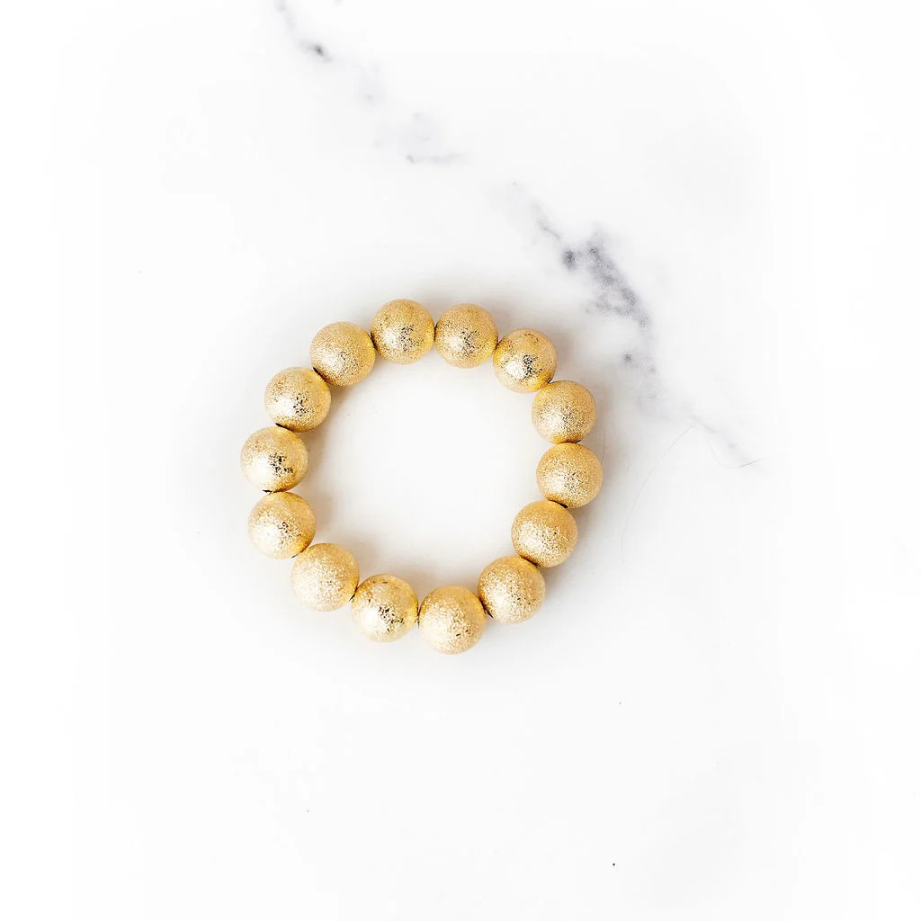 XL Brushed Gold Beaded Stainless Steel Bracelet | Golden Thread