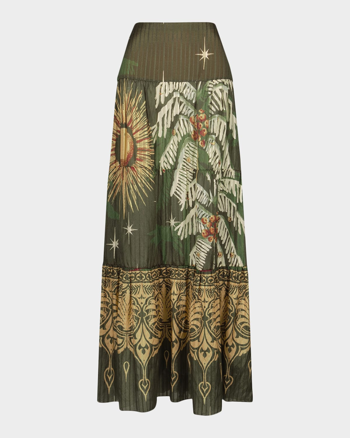 Relatos De Mi Tierra Tiered Silk Maxi Skirt | Neiman Marcus