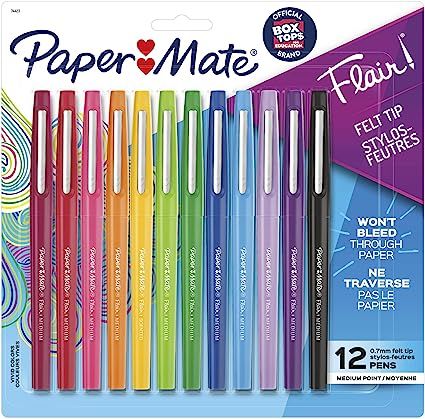 Paper Mate Flair Felt Tip Pens | Medium Point 0.7 Millimeter Marker Pens | School Supplies for Te... | Amazon (US)