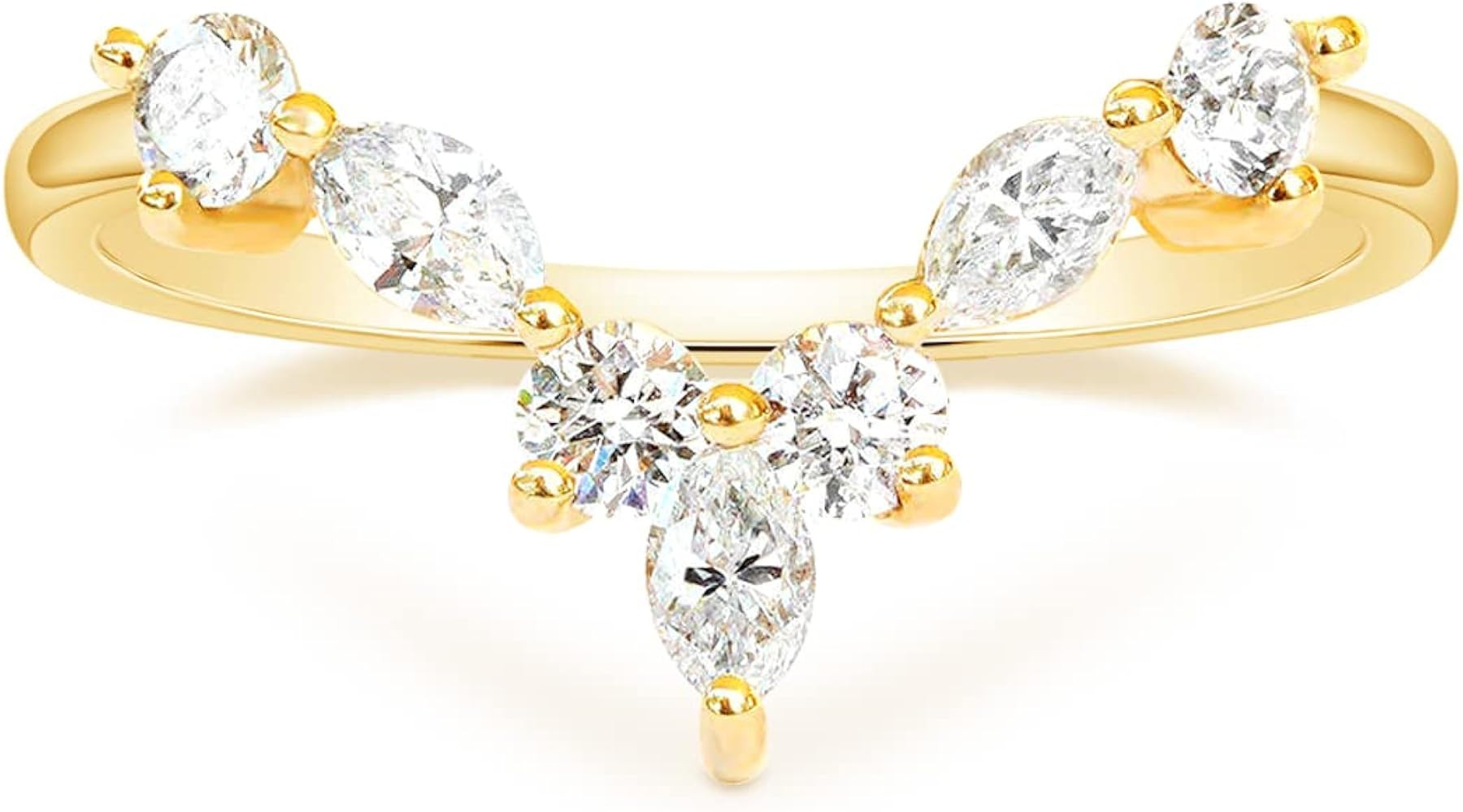 Mameloly Wedding Bands for Women Marquise & Round Shaped Stackable Cubic Zirconia CZ V Shape Curv... | Amazon (US)