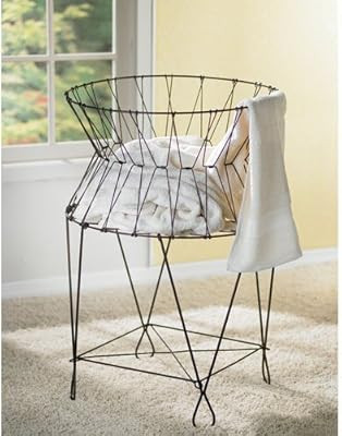 KINDWER Vintage Wire Laundry Basket Hamper | Amazon (US)