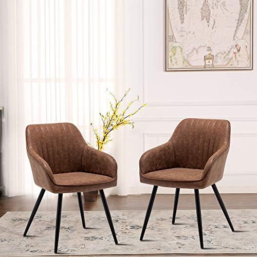 ANNJOE Faux Leather Accent Chair Arm Chairs Living Room Chairs Leisures Chair Upholstered Chair with | Amazon (US)