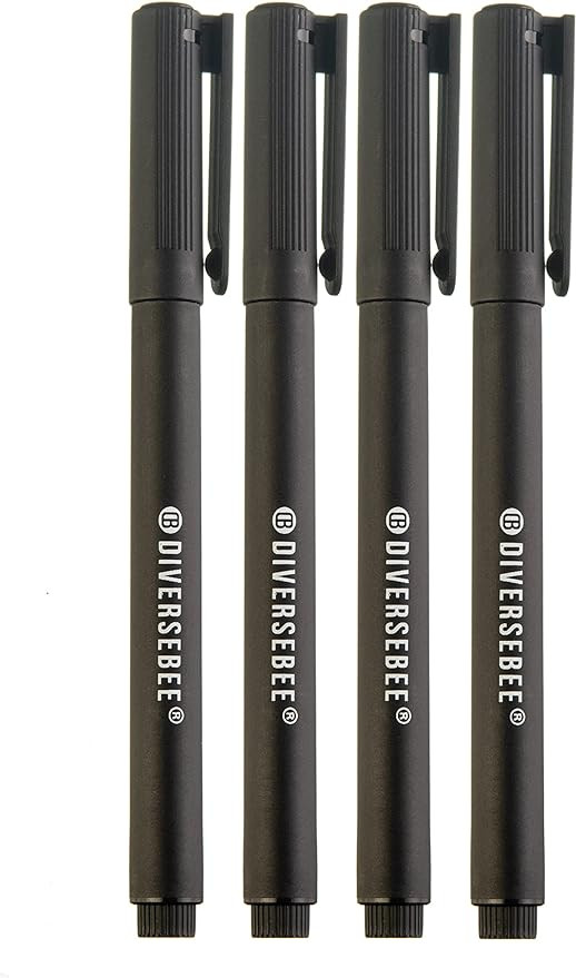 DIVERSEBEE Fine Tip Permanent Pens, 4 Pack Quick Dry Markers, Transparent Sticky Notes Writing Pe... | Amazon (US)