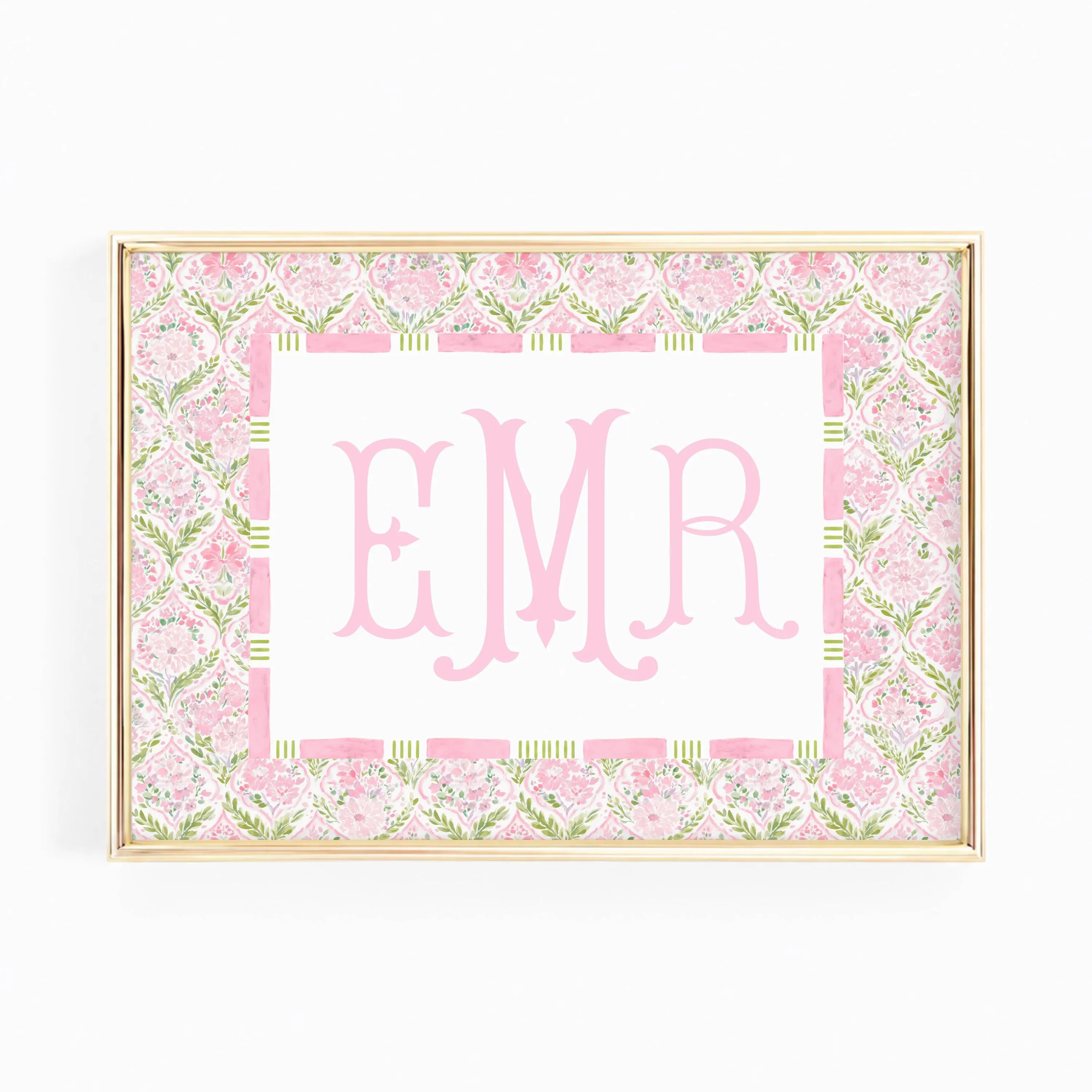 Personalized Monogram Art, Custom Initial Print, Grandmillennial Preppy Decor for Nursery, Girls Room, Teen Room & Dorm Room | Printable Art | Etsy (Global)