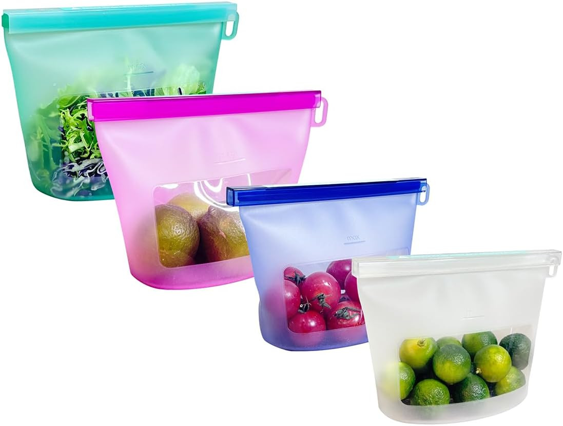 Reusable Silicone Food Storage Bags (Set of 4), Dishwasher Oven Microwave Freezer Safe, Eco-Frien... | Amazon (US)