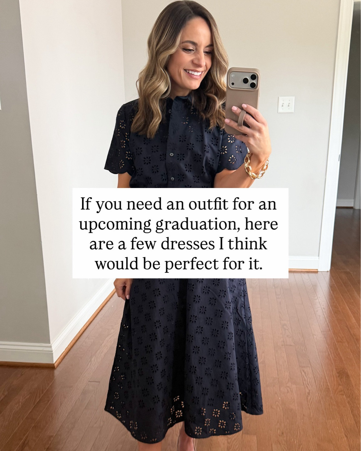If you’re looking for an outfit idea for a graduation - here are a few dresses and skirts I think would be perfect! 

Eyelet Skirt (Ann Taylor): petite xxs/00 (runs large) 
Eyelet Top (Ann Taylor): petite xxs true to size 
Red Dress (Ann Taylor): petite 00 
Blue Stripe Dress (J.Crew Factory): petite 00 
Gingham Dress (Amazon): xs - sheer, recommend a slip 
Blue Printed Dress (J.Crew Factory): petite 00