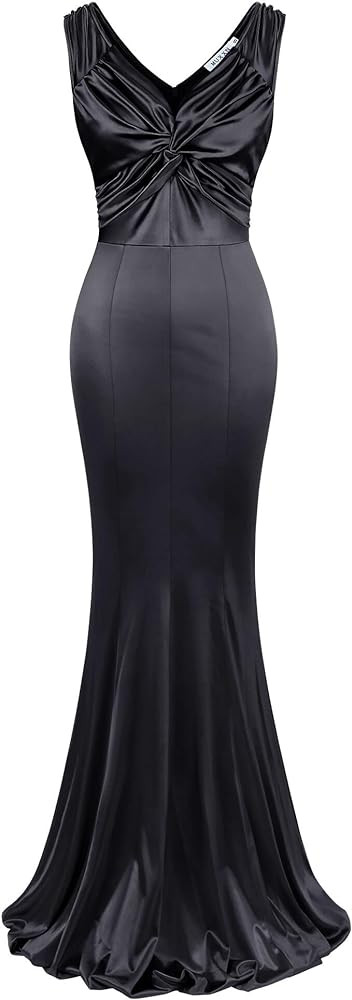 MUXXN Women's 1950s Vintage Sleeveless Ruffle V Neck Mermaid Hem Cocktail Evening Gowns Dresses | Amazon (US)