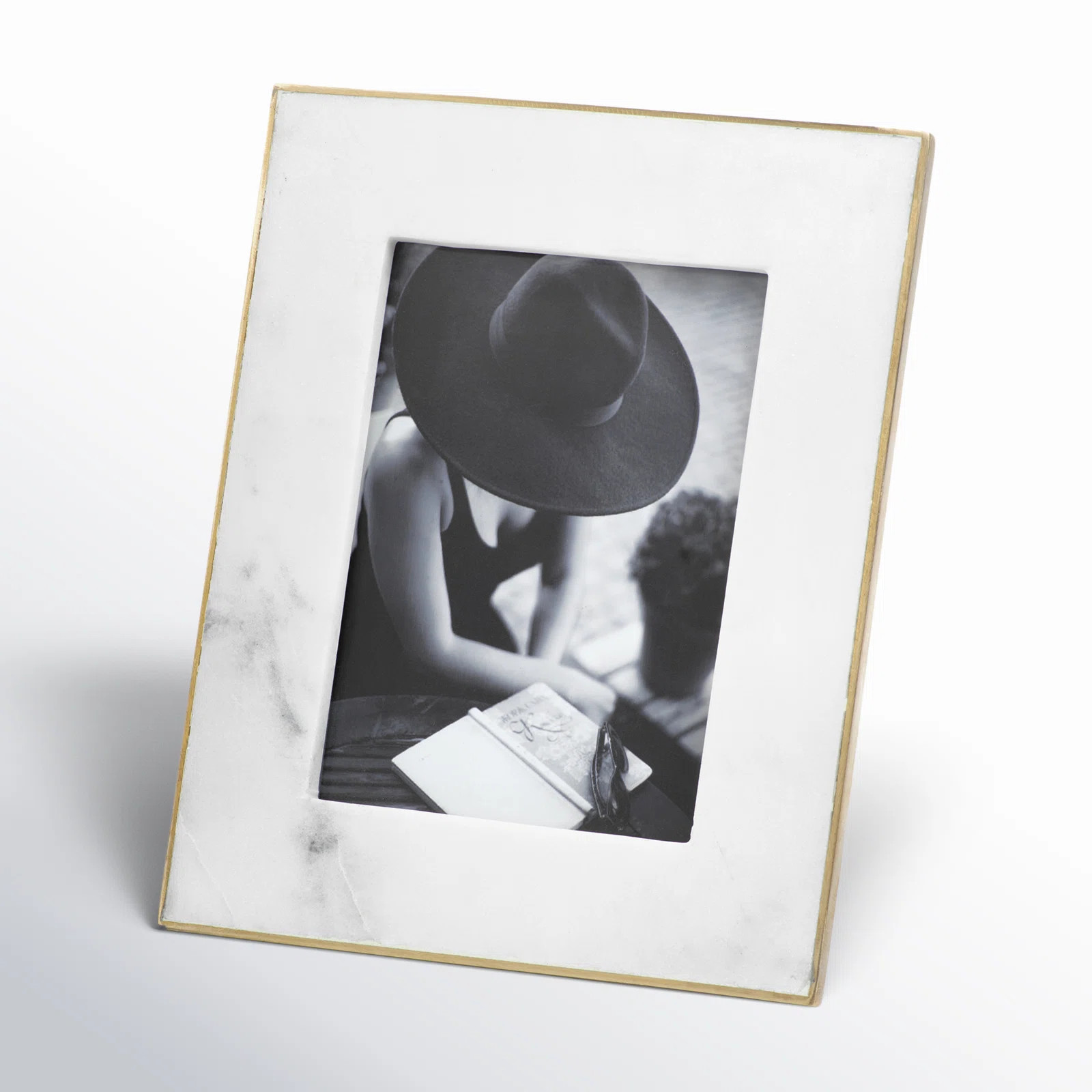 Gibbs White Marble Matte Picture Frame with Mat | Birch Lane