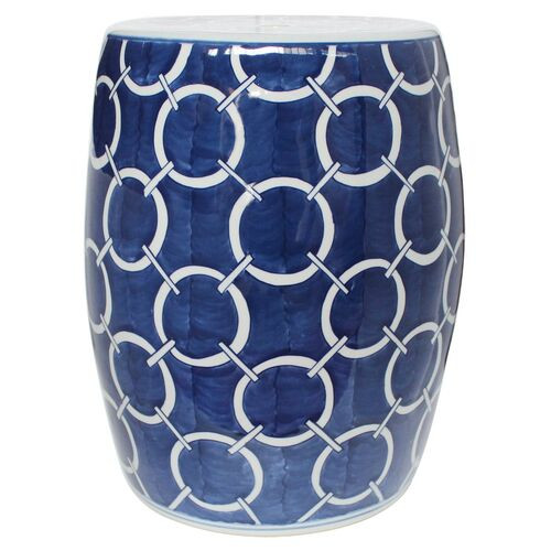 Circle Chain Garden Stool, Blue/White | One Kings Lane