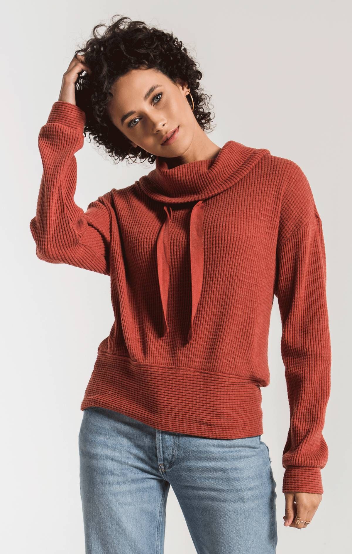 The Cowl Neck Waffle Thermal Top | Z Supply