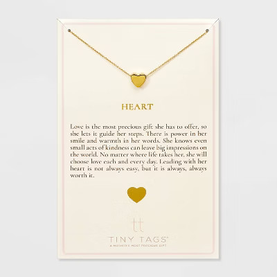 Tiny Tags 14K Gold Ion Plated Heart Chain Necklace | Target