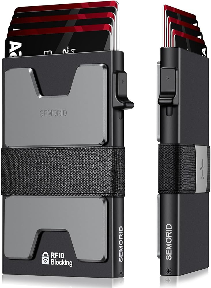Slim Aluminum Card Holder Wallet for Men, Durable Expandable Backplate, RFID Blocking Minimalist ... | Amazon (US)