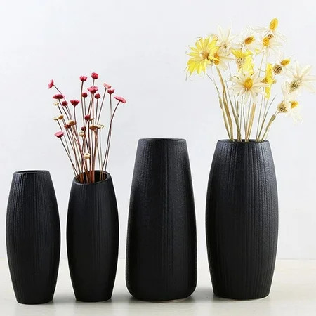 Black Vase Decoration - Handmade Vase Creative Ceramic Vase Decorative for Home Office Wedding 1pcs | Walmart (US)