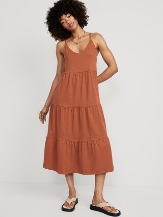 Tie-Back Tiered Midi Cami Swing Dress for Women | Old Navy (CA)