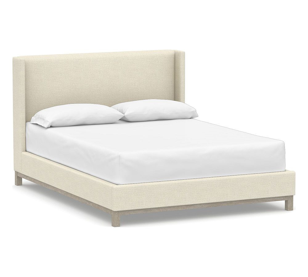 Jake Upholstered Platform Bed Wood Base | Pottery Barn (US)