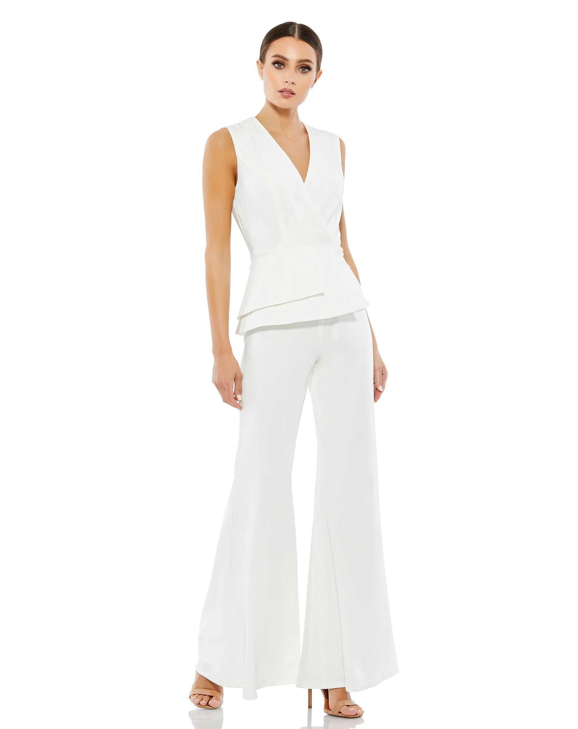 Sleeveless Faux Wrap Peplum Jumpsuit | Mac Duggal