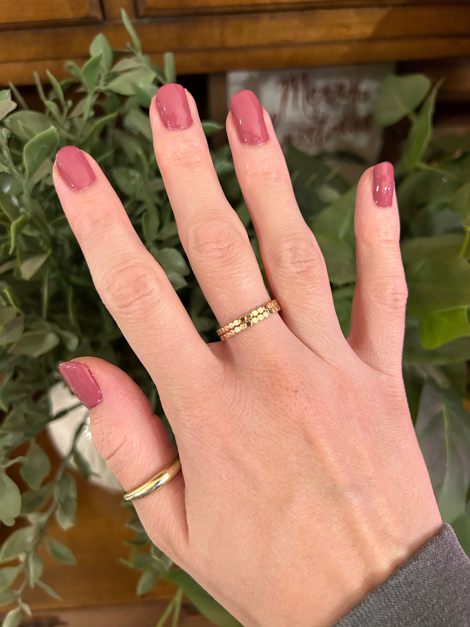 Fresh nails at home! 💅🏻 Mauve pink nail polish 🤍 

Ella + Mila nail polish - nontoxic nail polish

Rings from Made by Mary - use code MICHELLE10

#LTKBeauty #LTKStyleTip #LTKSeasonal