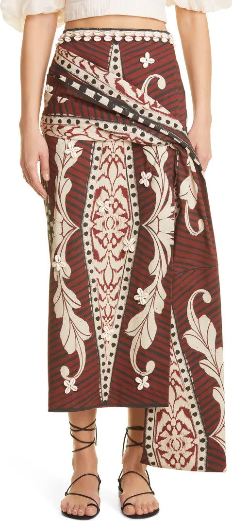 Indigenous India Print Faux Wrap Midi Skirt | Nordstrom