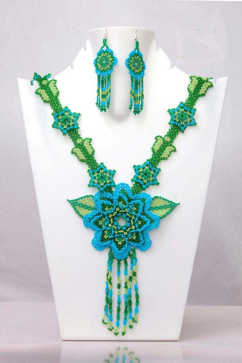 Beautiful Statement Necklace, Large Huichol Necklace, Native American Beaded | eBay US
