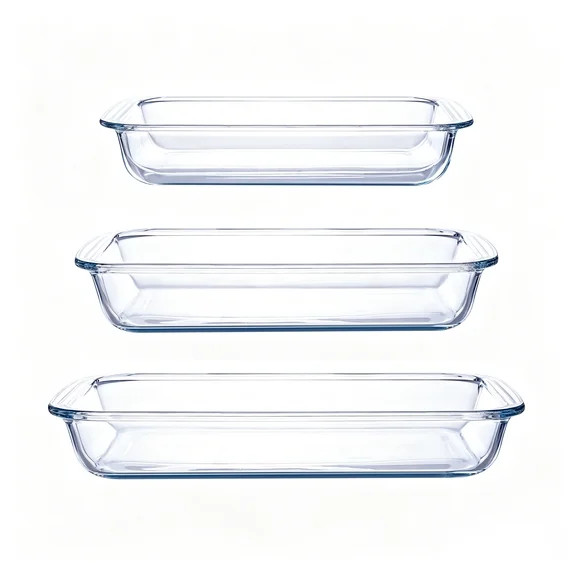 High Borosilicate Glass Baking Tray 3-Piece Set, 2.3 Quarts+1.6 Quarts+1.0 Quarts Rectangular Gla... | Walmart (US)