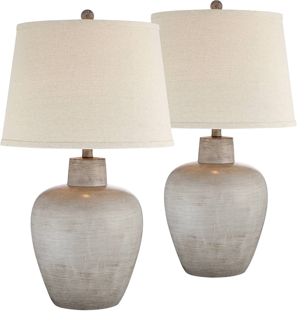 Regency Hill Glenn 27" Tall Urn Farmhouse Rustic Traditional Southwestern Table Lamps Set of 2 Ta... | Amazon (US)