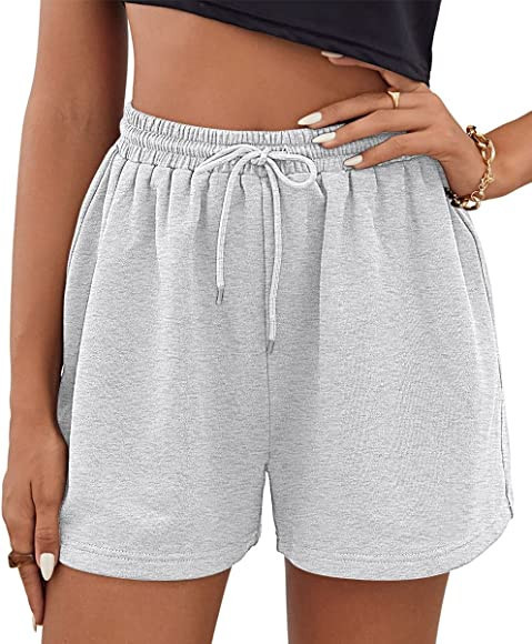 EFAN Womens Sweat Shorts Summer Casual Comfy High Waisted Lounge Shorts Drawstring Cotton Shorts ... | Amazon (US)