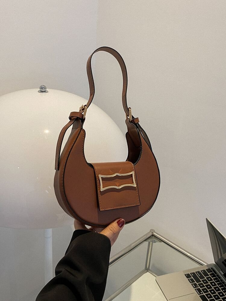 Mini Metal Decor Flap Hobo Bag | SHEIN