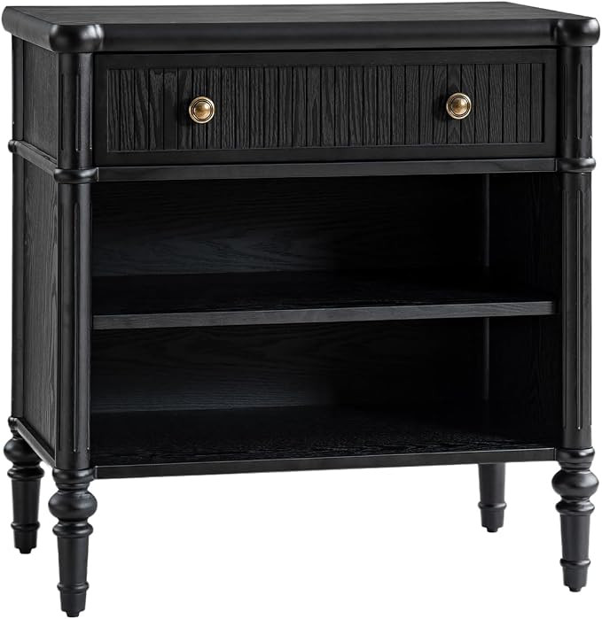 HULALA HOME Traditional End Table with One Drawer and 2 Open Storage, Fluted End Tables with Char... | Amazon (US)