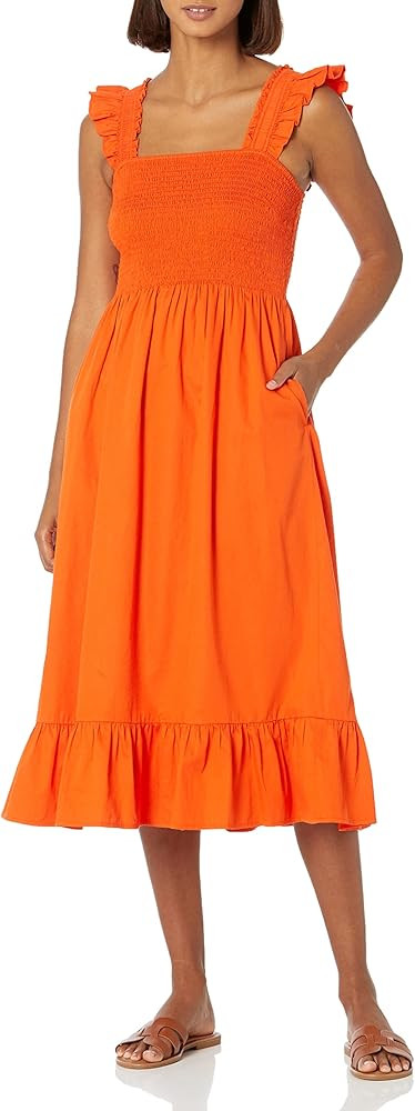 The Drop Women's Kimi Ruffled-Shoulder Smocked Midi Dress | Amazon (US)