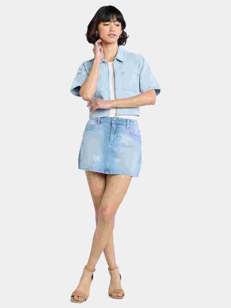 Madden NYC Women's Denim Rhinestone Skirt | Walmart (US)