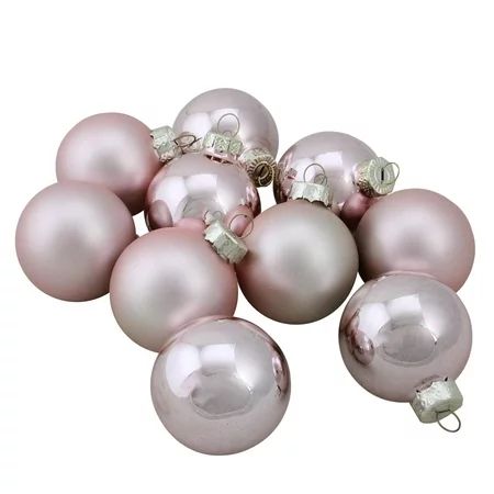 10-Piece Shiny and Matte Baby Pink Glass Ball Christmas Ornament Set 1.75"" (45mm) | Walmart (US)