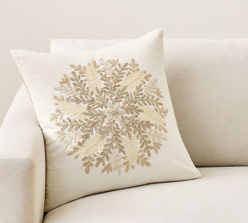 Winter Wreath Embroidered Pillow Cover, Ivory Multi, 20 | Pottery Barn (US)