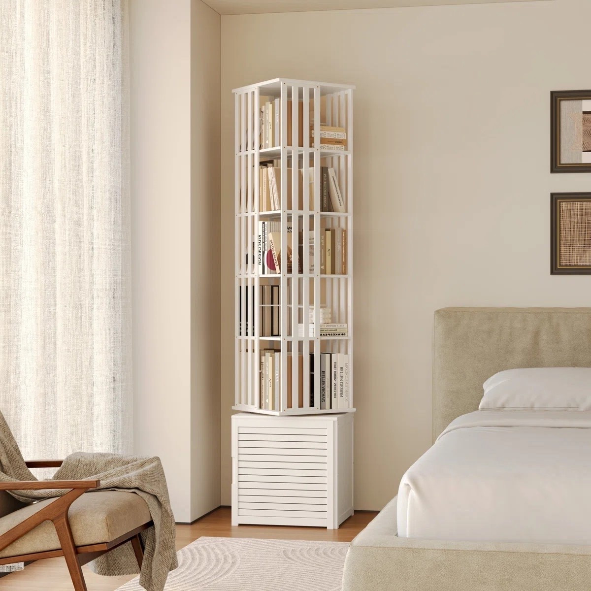 The Rotating Bookcase With Storage Cabinet combines clever functionality with a slim, elegant silhouette. Designed with a 360° spinning tower, seven tiers, and a concealed storage cabinet, it offers an easy way to display books, décor, collectibles, and everyday essentials without taking up much floor space. Perfect for a reading nook, bedroom, home office, or living space where vertical storage is especially useful. ON SALE and under $200.

Ideas:

* stylish book storage
* small-space organization
* home library décor
* reading nook
* vertical storage

Keywords:

* rotating bookcase
* rotating bookshelf
* spinning bookcase
* tall narrow bookshelf
* narrow bookcase
* bamboo bookshelf
* bookshelf with storage
* bookcase with cabinet
* 7 tier bookshelf
* display bookshelf
* living room bookshelf
* home office storage
* reading nook furniture
* small space furniture
* home organization

#LTKSaleAlert #LTKHome #LTKSeasonal