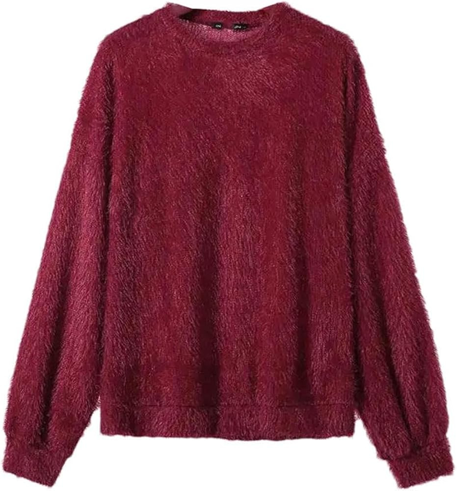 Mens Loose Pullover Casual Streetwear Solid Long Sleeved Sweater | Amazon (US)
