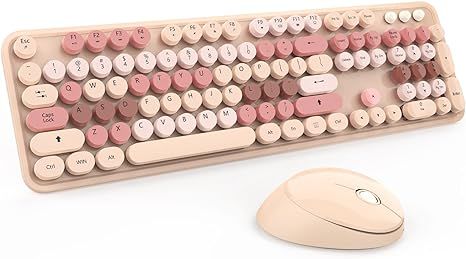 Wireless Keyboard and Mouse, KOOTOP Cute Keyboard and Mouse, 2.4G Wireless Keyboard with Retro Ro... | Amazon (US)