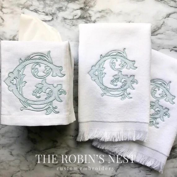 Antique Double Monogrammed Fingertip Towels and monogrammed | Etsy | Etsy (US)