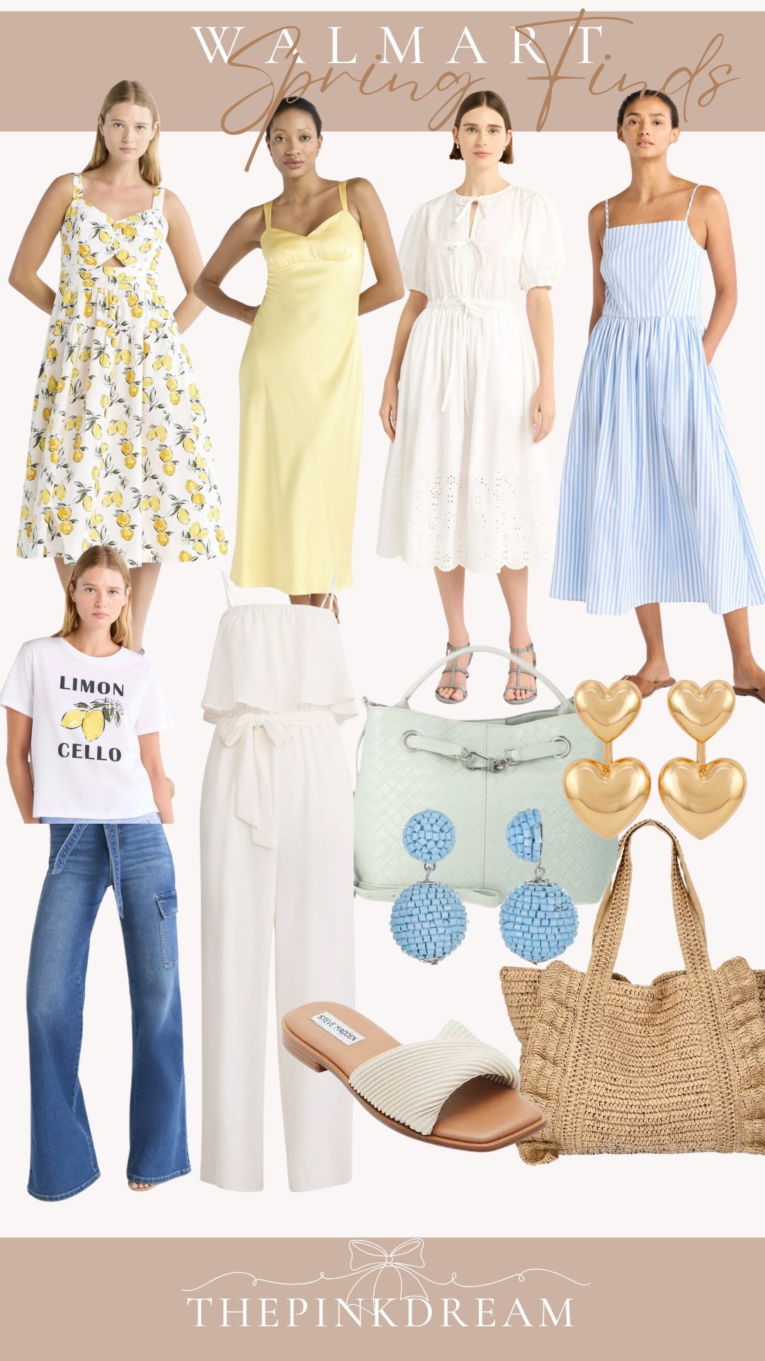 Walmart Spring Fashion new arrivals, spring dresses, raffia bags, yellow dresses #walmartpartner #walmartfashion
