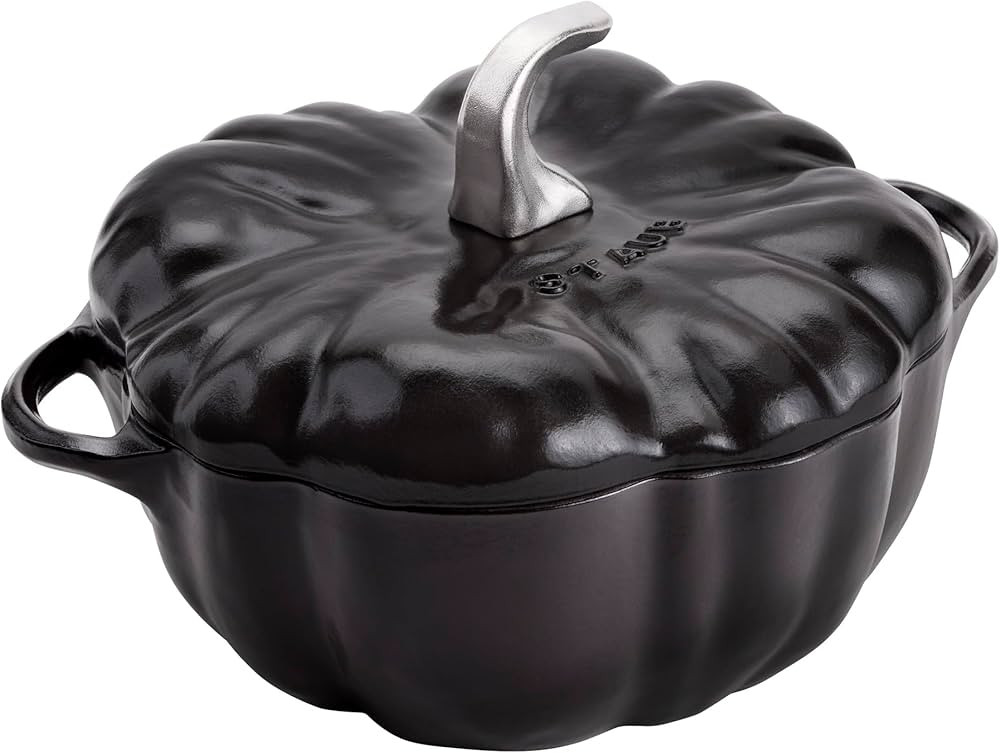 STAUB Cast Iron 3.5-qt Pumpkin Cocotte with Stainless Steel Knob - Black | Amazon (US)