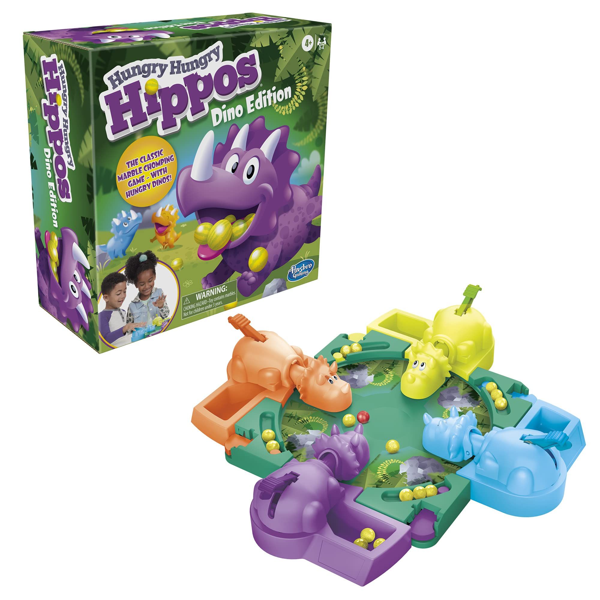 Hungry Hungry Hippos Dino Edition Board Game, Pre-School Game for Ages 4 and Up; For 2 to 4 Playe... | Amazon (US)