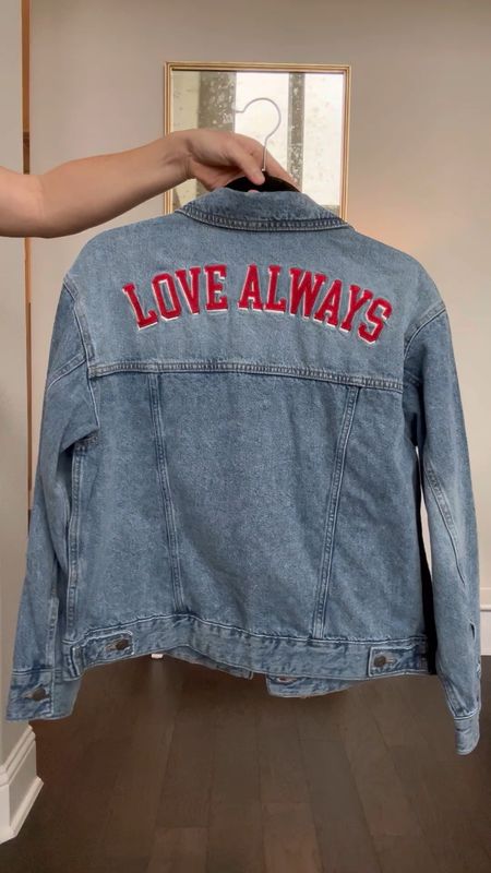 Love always 
❤️
Casual Valentine’s 
Denim jacket 
In a small TTS a tad oversized 


#LTKFind #LTKSeasonal #LTKstyletip