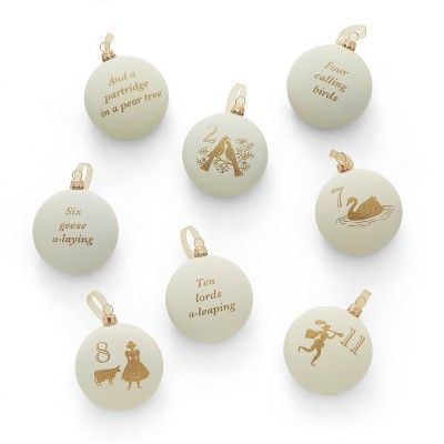 'Twelve Days of Christmas' Shatter-Resistant Round Tree Ornament Set 12pc White/Gold - Wondershop... | Target