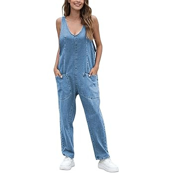 GREAIDEA High Roller Denim Jumpsuits for Women Casual Sleeveless Loose Baggy Overalls Jeans Pants... | Amazon (US)