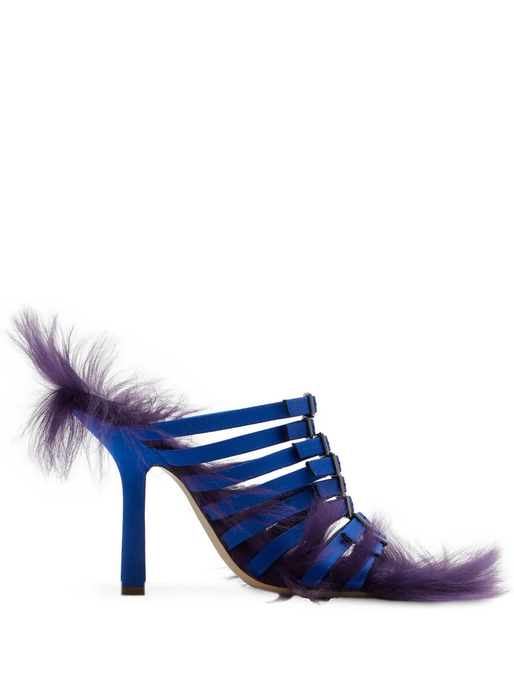 shearling-trim strappy satin sandals | Farfetch Global